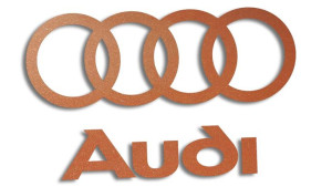 Wycinana naklejka AUDI logo i napis miedziana