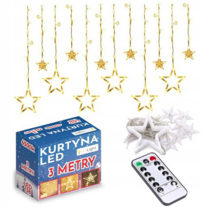 Kurtyna Led Gwiazdy Wiszące Girlanda Xxxl + Pilot