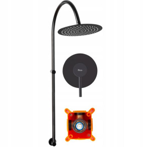 Zestaw prysznicowy Lugano Black Natynkowy +BOX REA