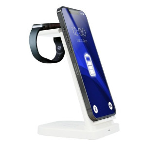 Ładowarka Indukcyjna Qi Led 3w1 15w B-12 Biała