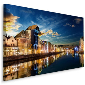 Obraz Ścienny Do Biura Miasto GDAŃSK Nocą Architektura Widok 3D 30x20cm