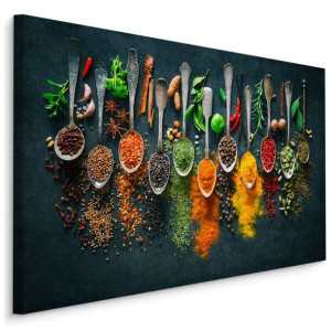 Obraz Canvas ŁYŻKI z Ziołami i Przyprawami Wzór Do Kuchni Efekt 3D 30x20cm