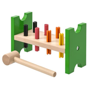 Kolorowa drewniana przebijanka + młotek Mula IKEA