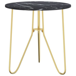 Stolik herbaciany, złoto i czarny marmur, 48 cm, MDF i żelazo
