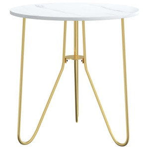 Stolik herbaciany, złoto i biały marmur, 48 cm, MDF i żelazo