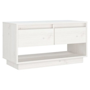 Szafka pod telewizor, biała, 74x34x40 cm, lite drewno sosnowe