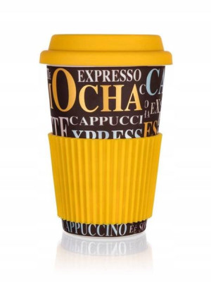 KUBEK ceramiczny NA KAWĘ HERBATĘ Z POKRYWKĄ 400 ml