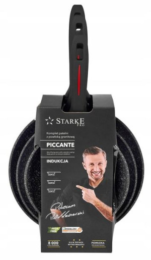 KOMPLET patelni GRANITOWA POWŁOKA 3 szt. INDUKCJA
