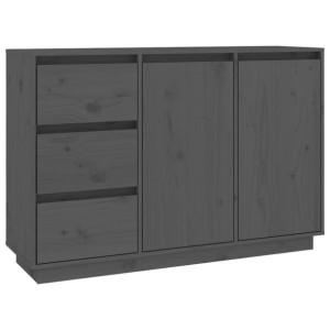 Szafka, szara, 111x34x75 cm, lite drewno sosnowe