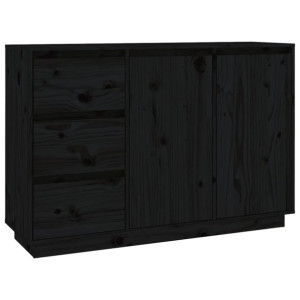 Szafka, czarna, 111x34x75 cm, lite drewno sosnowe