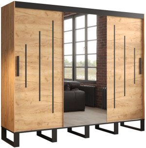 Szafa przesuwna LOFT Y1 250cm, metalowe nogi, styl industrialny craft złoty