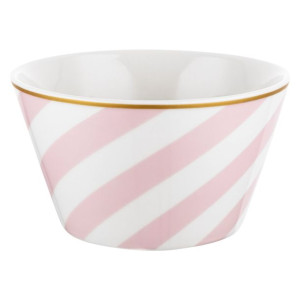 Salaterka porcelanowa Florina Geometric Paski 13 cm różowa