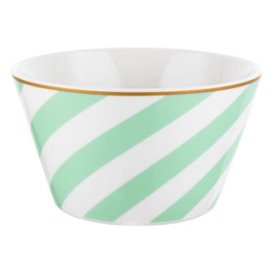 Salaterka porcelanowa Florina Geometric Paski 13 cm zielona