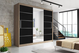 Duża Szafa Z Lustrem 233 Cm 233x218x61 Garderoba Szafa Przesuwna Sypialnia