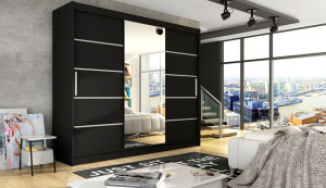 Pojemna Szafa Z Lustrem 250 Cm - 250x215x58 - Szafy Do Sypialni Salonu