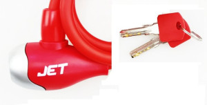 Zabezpieczenie rowerowe linka ZAPINKA MOTOR ROWER CZERWONA JET LOCK