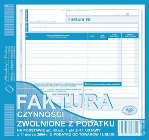 Druk Faktura czynności zwolnione Z podatku 198-2E
