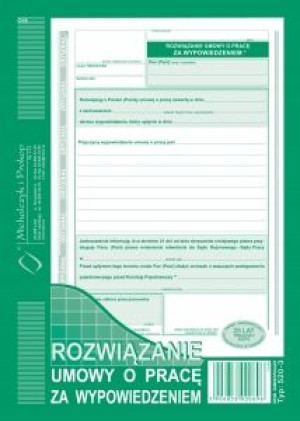 Druk Rozwiązanie umowy o pracę za wypowiedze 520-3