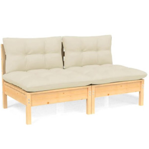 2-osobowa sofa ogrodowa z kremowymi poduszkami, dr