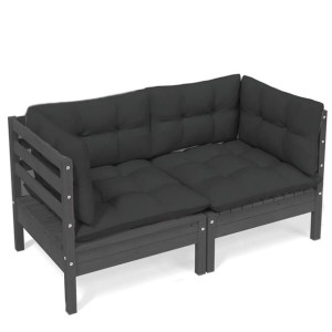 2-osobowa sofa ogrodowa z antracytowymi poduszkami