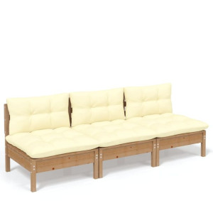 3-osobowa sofa ogrodowa z kremowymi poduszkami, dr