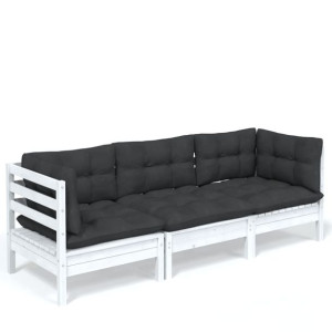 3-osobowa sofa ogrodowa z antracytowymi poduszkami
