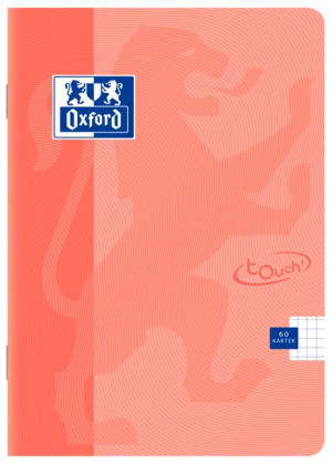 Zeszyt w kratkę A4, Oxford Touch Pastel, 60 kartek, 90g, koralowy