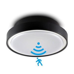 Okrągła lampa sufitowa z czujnikiem ruchu i zmierzchu IP65 2xE27 LUPIN-S