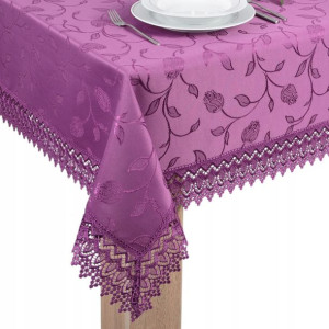 obrus z GIPIURĄ fiolet plamoodporny 240x140 tk.127