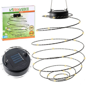 Lampki Solarne Ogrodowe Lampion Spirala 40 Led Czarna
