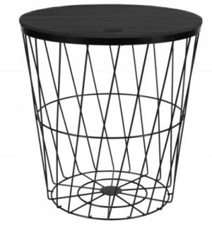Stolik Metalowy Kawowy Kosz Druciany Czarny Loft