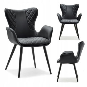 Designerskie Krzesło Do Salonu Kamal Czarna Ekoskóra