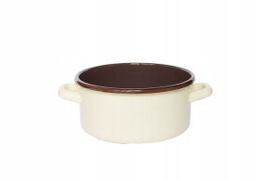 Garnek Niski Emaliowany Elo-pol Beż-brąz 22 Cm 3,4