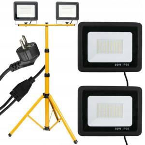 Zestaw HALOGEN budowlany LED 2x50W + STATYW 160CM