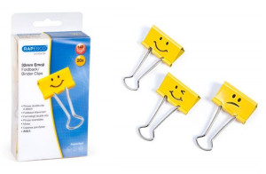 Klipsy archiwizacyjne RAPESCO 32 mm EMOJI żółte