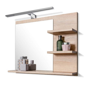 Lustro z oświetleniem LED, dąb sonoma 3P P, lustro łazienkowe
