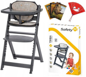 Safety 1st Timba Krzesełko Do Karmienia Drewniane Warm Gray + Gratisy
