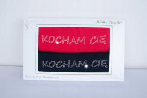 Prezent Walentynki Ręczniki 2x 70x140 KOCHAM CIĘ