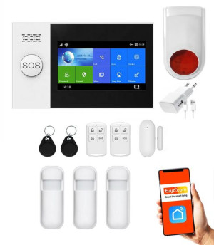 Bezprzewodowy alarm 2G GSM + WiFi - HXA007 R3 + syrena bezprzewodowa 120 db
