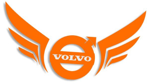 Wycinana naklejka VOLVO skrzydła pomarańczowa