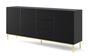 Komoda RAVENNA B 200 cm 3D3S frez czarny mat z ramą