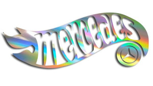 Wycinana naklejka MERCEDES a'la hot wheels holograficzna