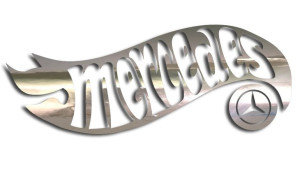 Wycinana naklejka MERCEDES a'la hot wheels chrom