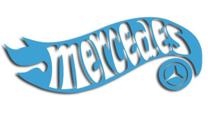 Wycinana naklejka MERCEDES a'la hot wheels błękitna
