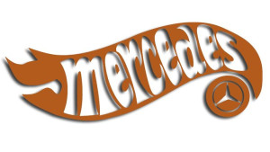 Wycinana naklejka MERCEDES a'la hot wheels brązowa