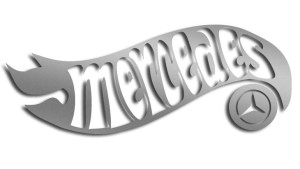 Wycinana naklejka MERCEDES a'la hot wheels srebrna