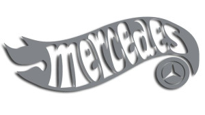 Wycinana naklejka MERCEDES a'la hot wheels szara