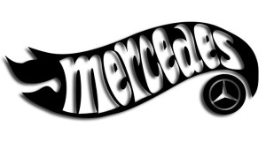 Wycinana naklejka MERCEDES a'la hot wheels czarna