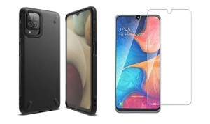 Etui Ringke Onyx Czarny + Szkło Ochronne do Samsung Galaxy A12 / M12