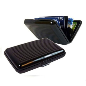 Etui na dokumenty RFID i karty kredytowe Czarne Aluminiowy Portfel Wallet